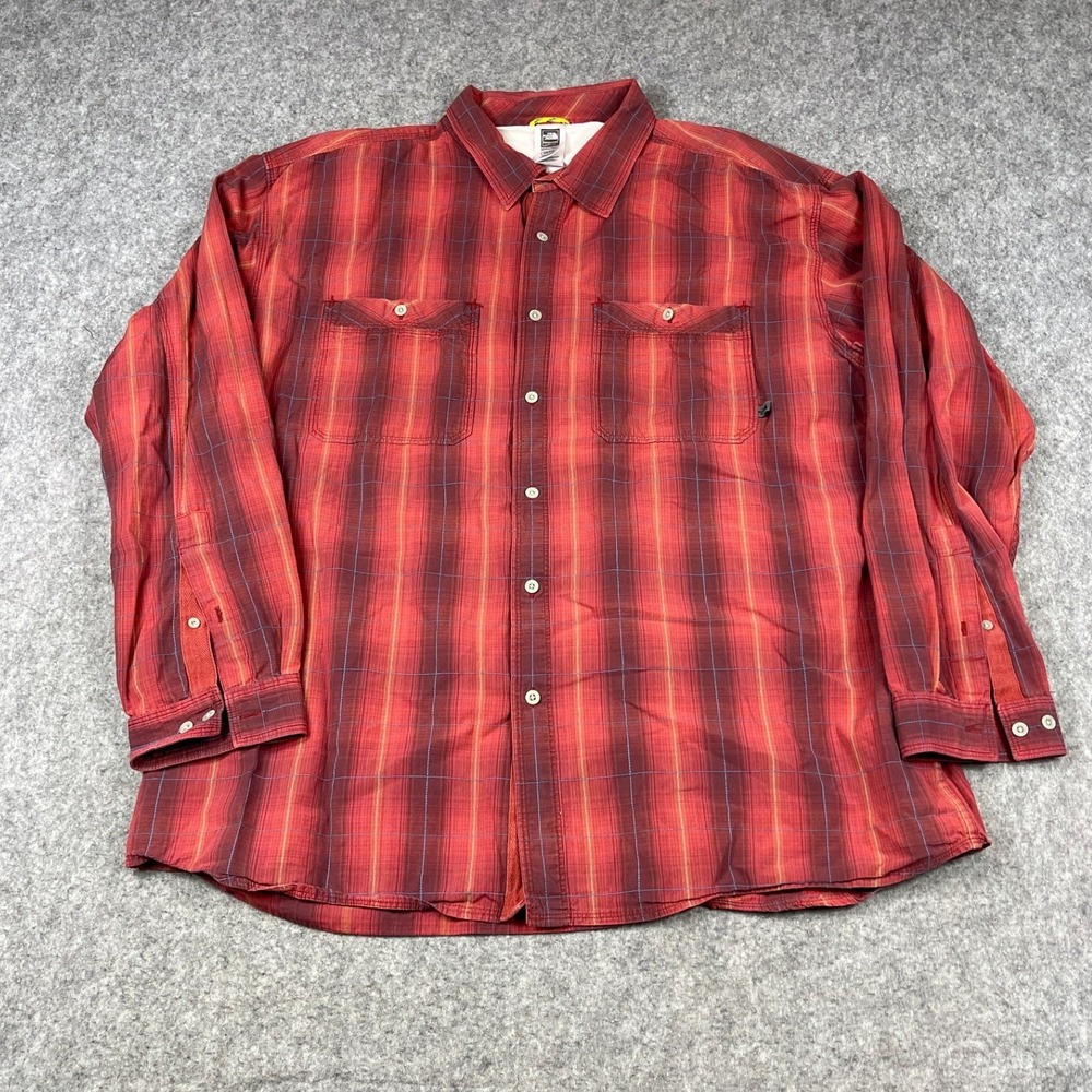 The North Face Mens XXL Red Plaid Long Sleeve Button Down Cotton Shirt